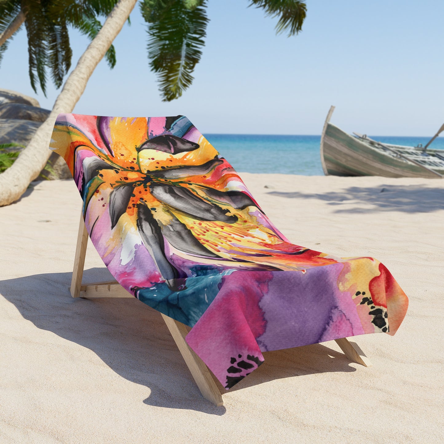 Liquid Flora Water Lily Beach Towel